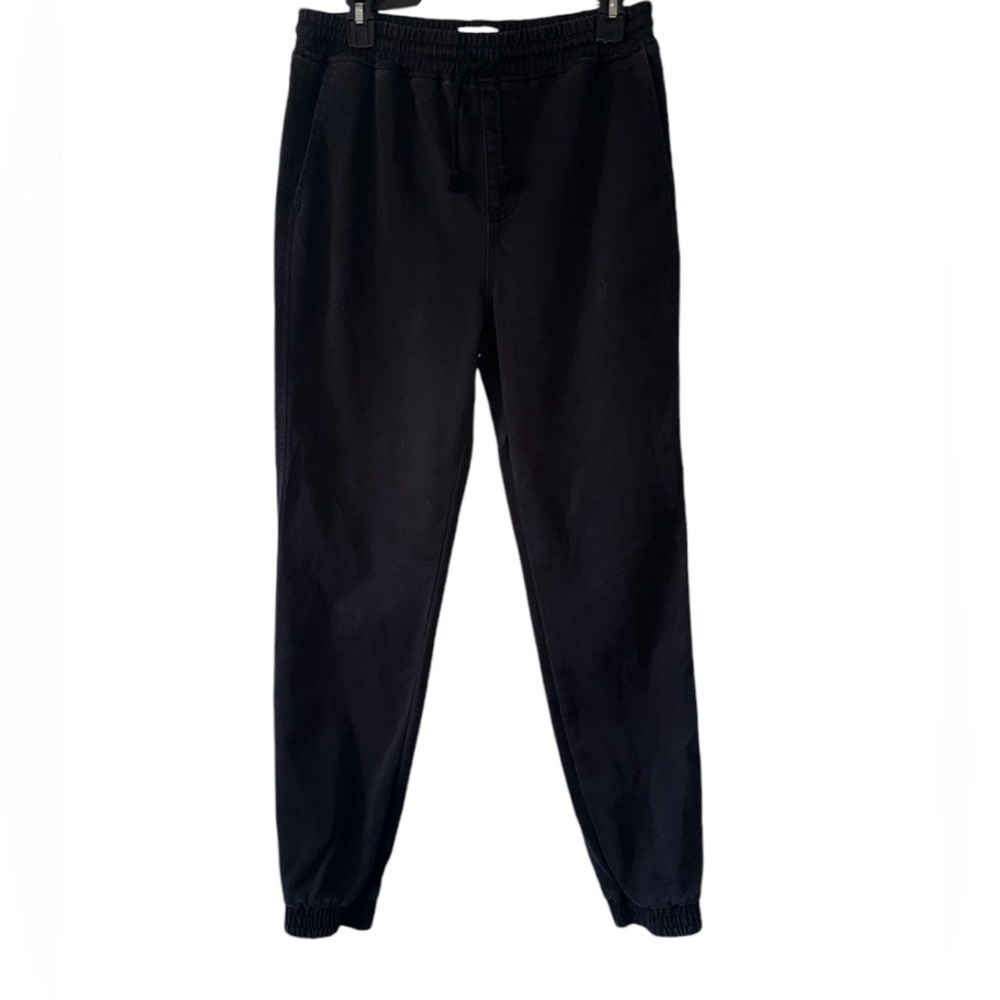ELWOOD Women’s Black Cotton Drawstring High Waist Cotton Joggers- Size Small